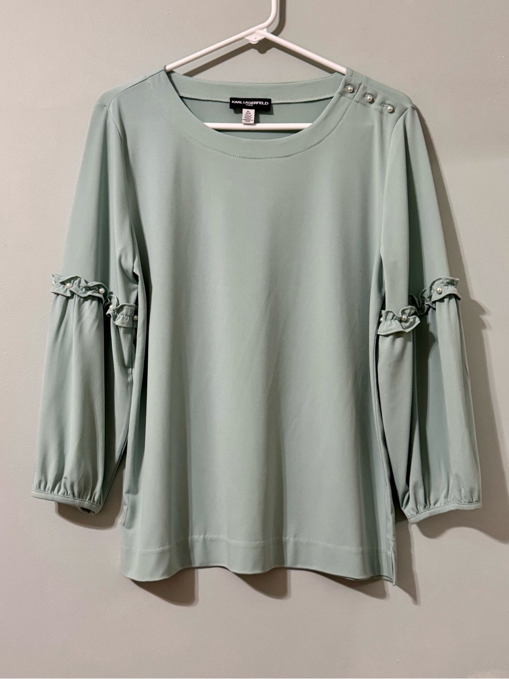 Karl Lagerfeld Women’s Pearl Embellished Blouse Size M
